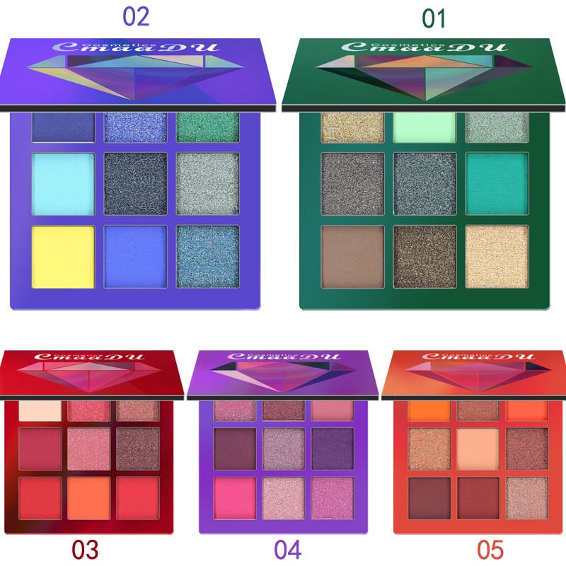 CMAADU 9-Color Diamond Shimmer Eyeshadow Palette