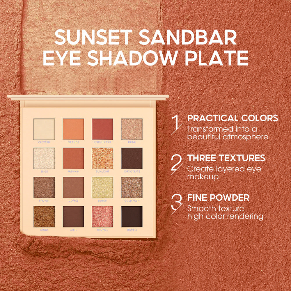 16-Color Eyeshadow Palette | Matte, Pearl & Glitter Pink Earth Tones