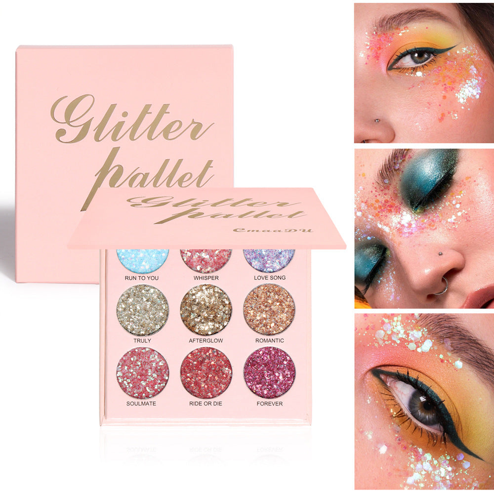 CmaaDu 9 Shades of Glitter Eyeshadow Makeup Matte and Metallic Glitter Glitter Powder .