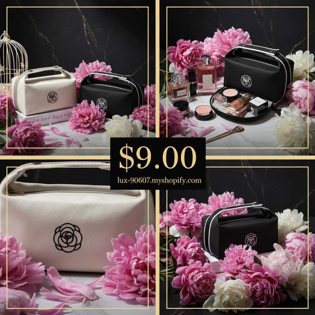 2x2 quadrant collage with peonies, price and URL
