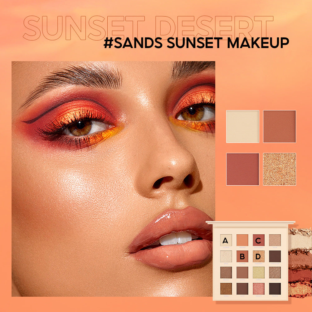 16-Color Eyeshadow Palette | Matte, Pearl & Glitter Pink Earth Tones
