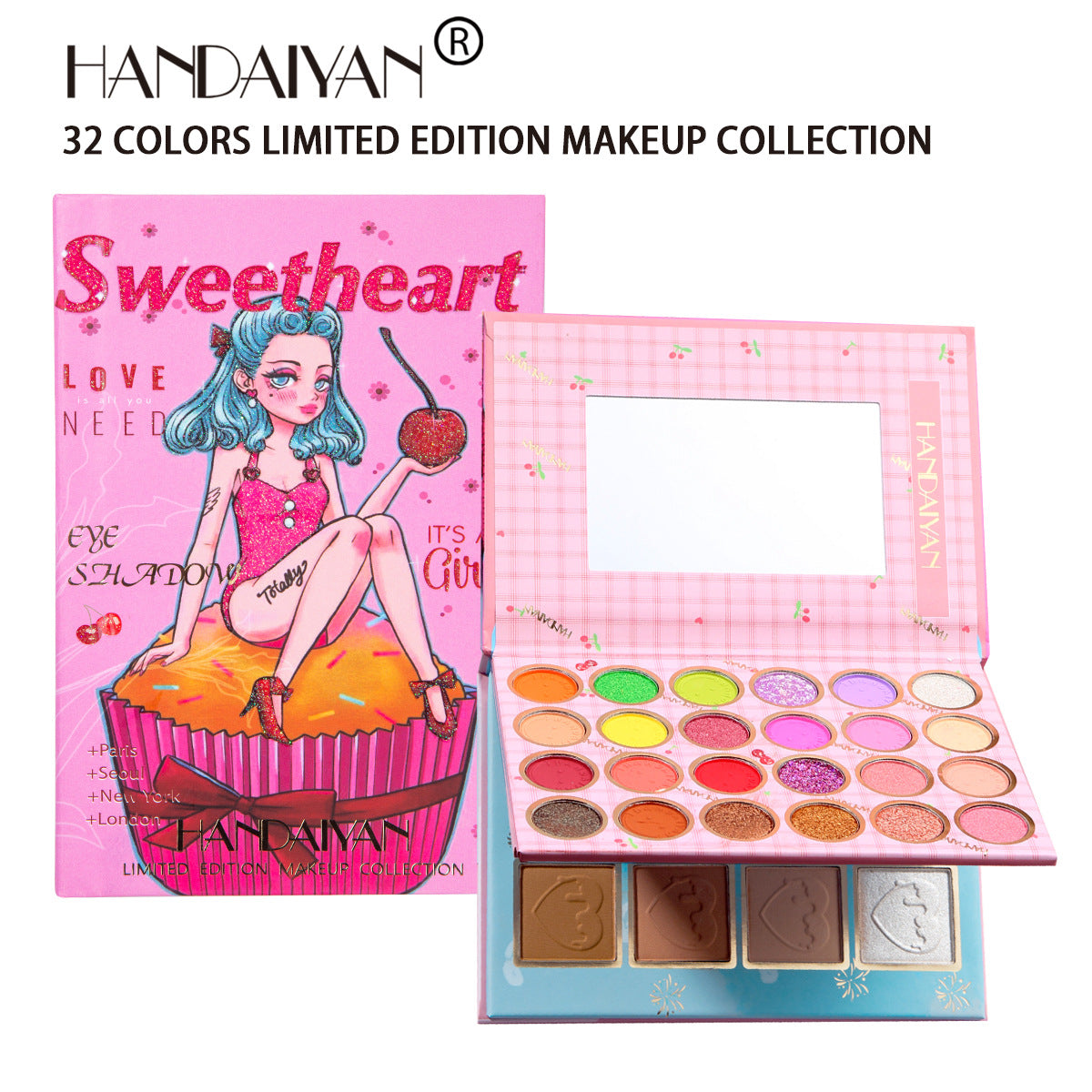 HANDAIYAN 32-Color Eyeshadow, Blush & Highlighter Palette