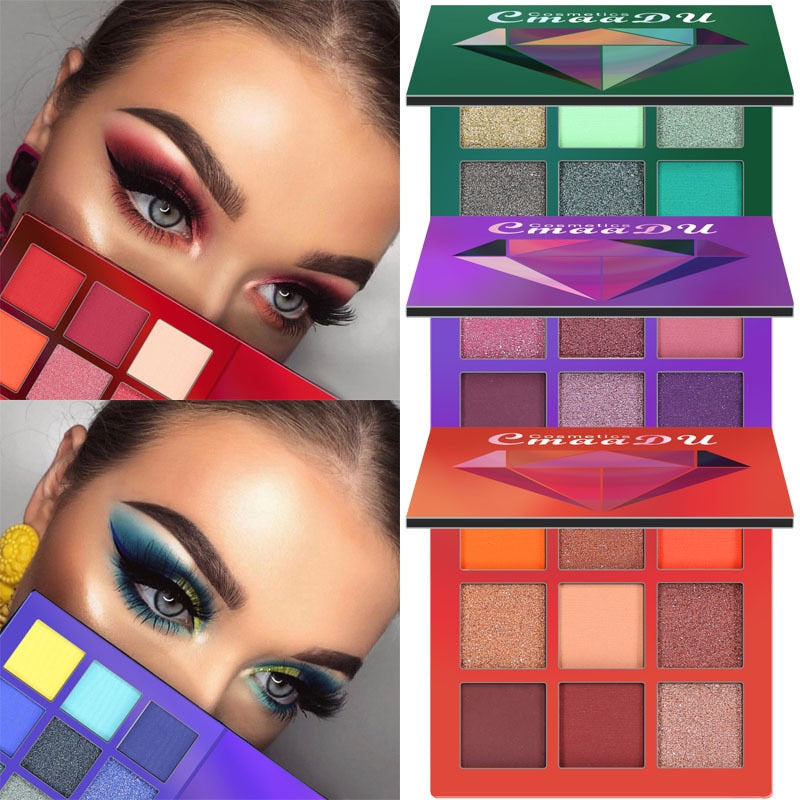 CMAADU 9-Color Diamond Shimmer Eyeshadow Palette