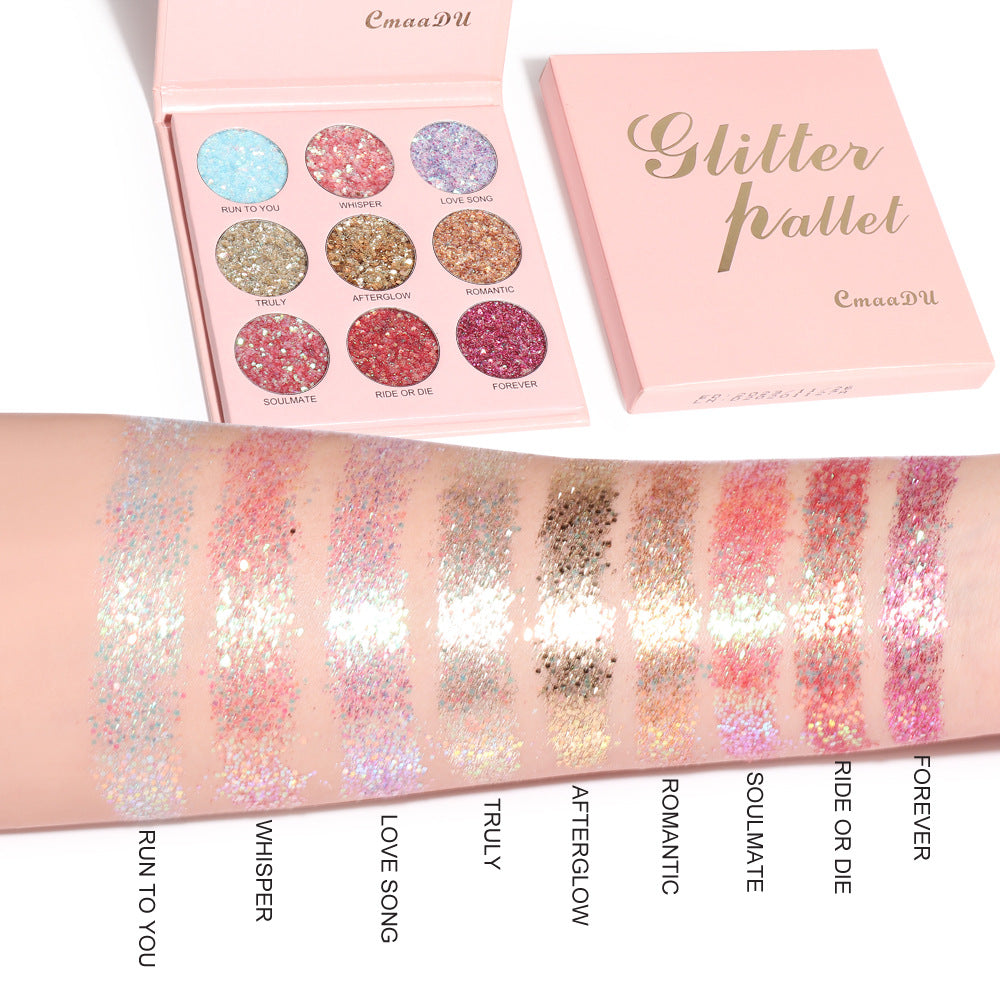 CmaaDu 9 Shades of Glitter Eyeshadow Makeup Matte and Metallic Glitter Glitter Powder .