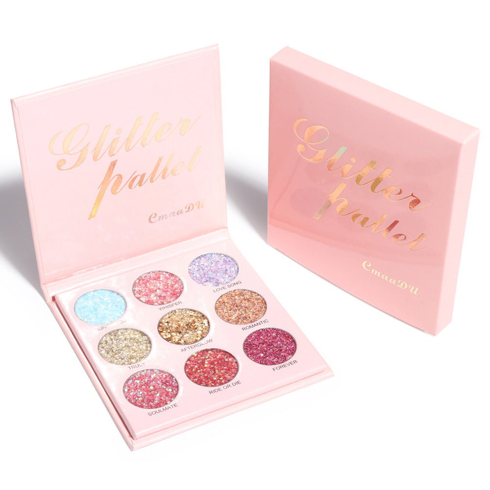 CmaaDu 9 Shades of Glitter Eyeshadow Makeup Matte and Metallic Glitter Glitter Powder .