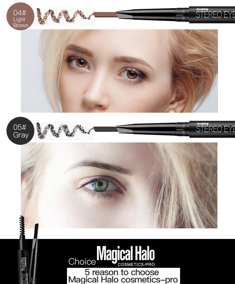 5-Color Rotating Eyebrow Pencil — Waterproof Double-Head