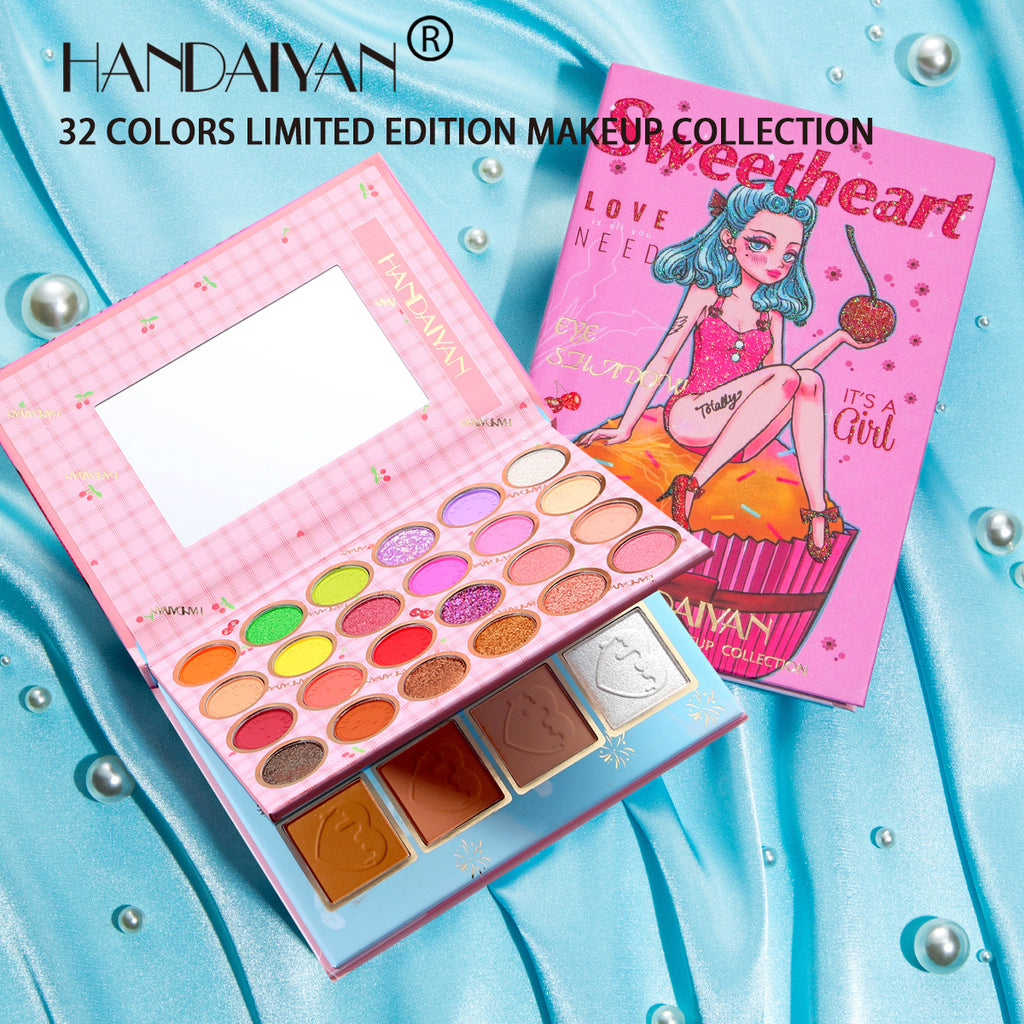 HANDAIYAN 32-Color Eyeshadow, Blush & Highlighter Palette