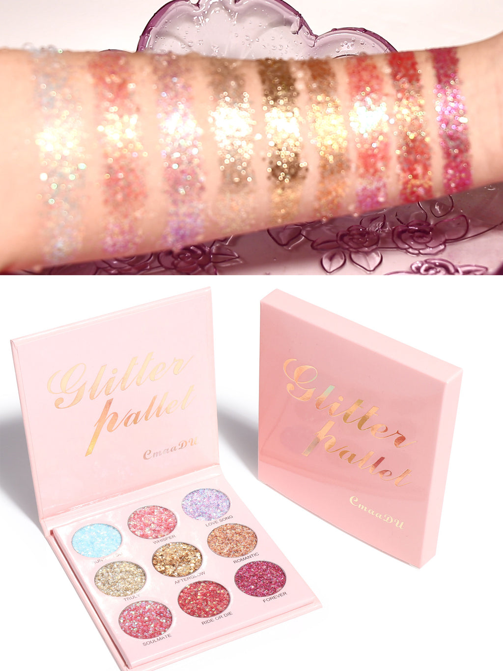 CmaaDu 9 Shades of Glitter Eyeshadow Makeup Matte and Metallic Glitter Glitter Powder .