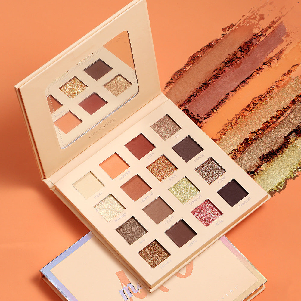 16-Color Eyeshadow Palette | Matte, Pearl & Glitter Pink Earth Tones