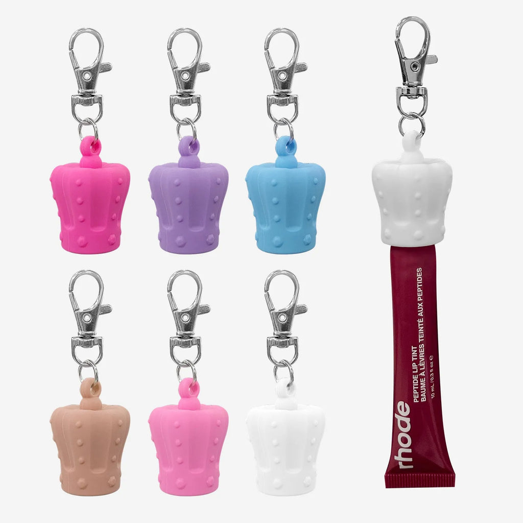 Crown Shape Silicone Lip Balm Keychain Holder Portable Silicone Lip Balm Keychain Ladies Bag and Wallet Accessories Keychain Cap