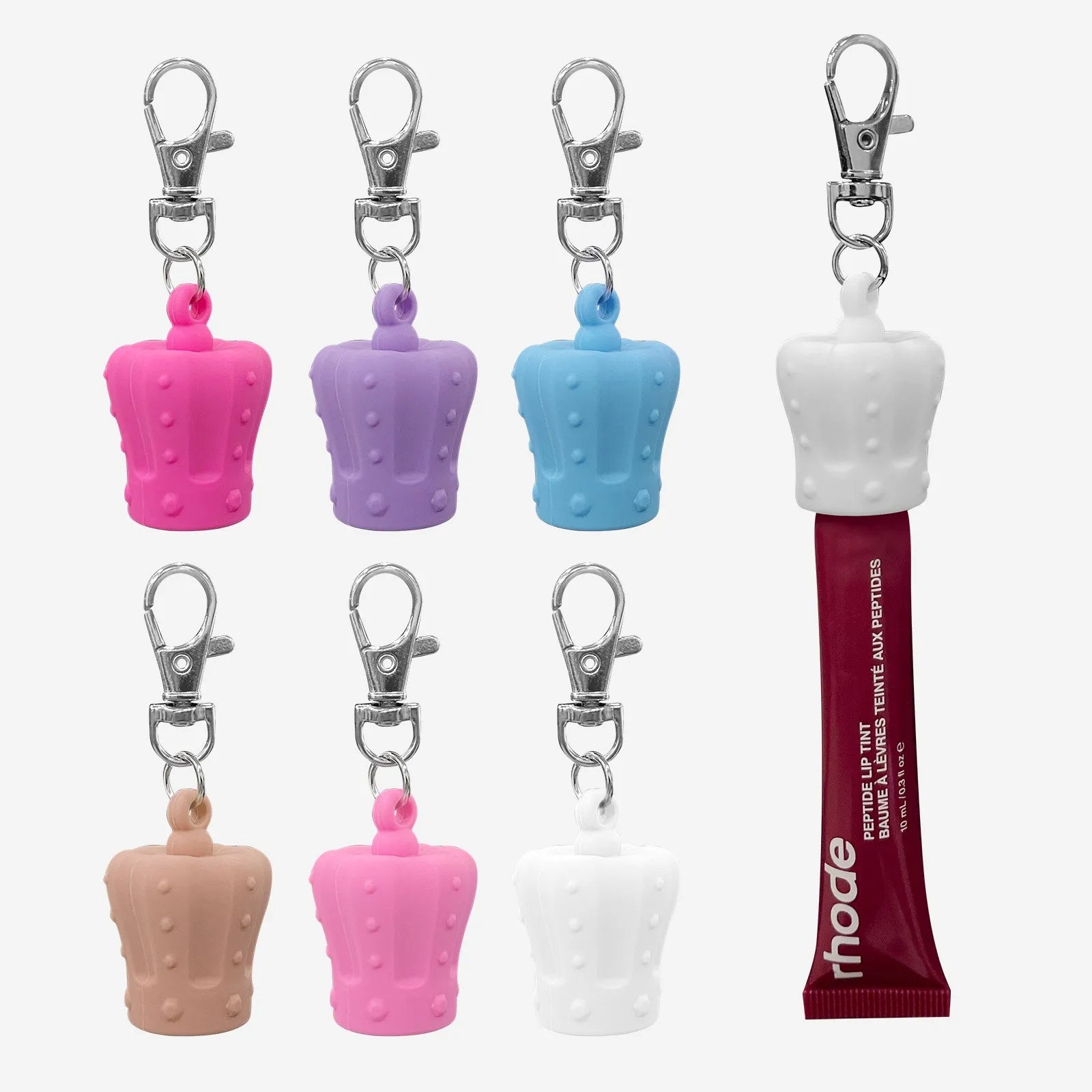 Crown Shape Silicone Lip Balm Keychain Holder Portable Silicone Lip Balm Keychain Ladies Bag and Wallet Accessories Keychain Cap