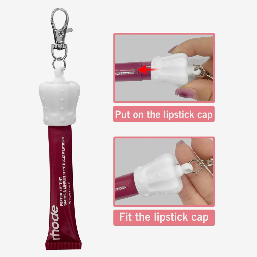 Crown Shape Silicone Lip Balm Keychain Holder Portable Silicone Lip Balm Keychain Ladies Bag and Wallet Accessories Keychain Cap