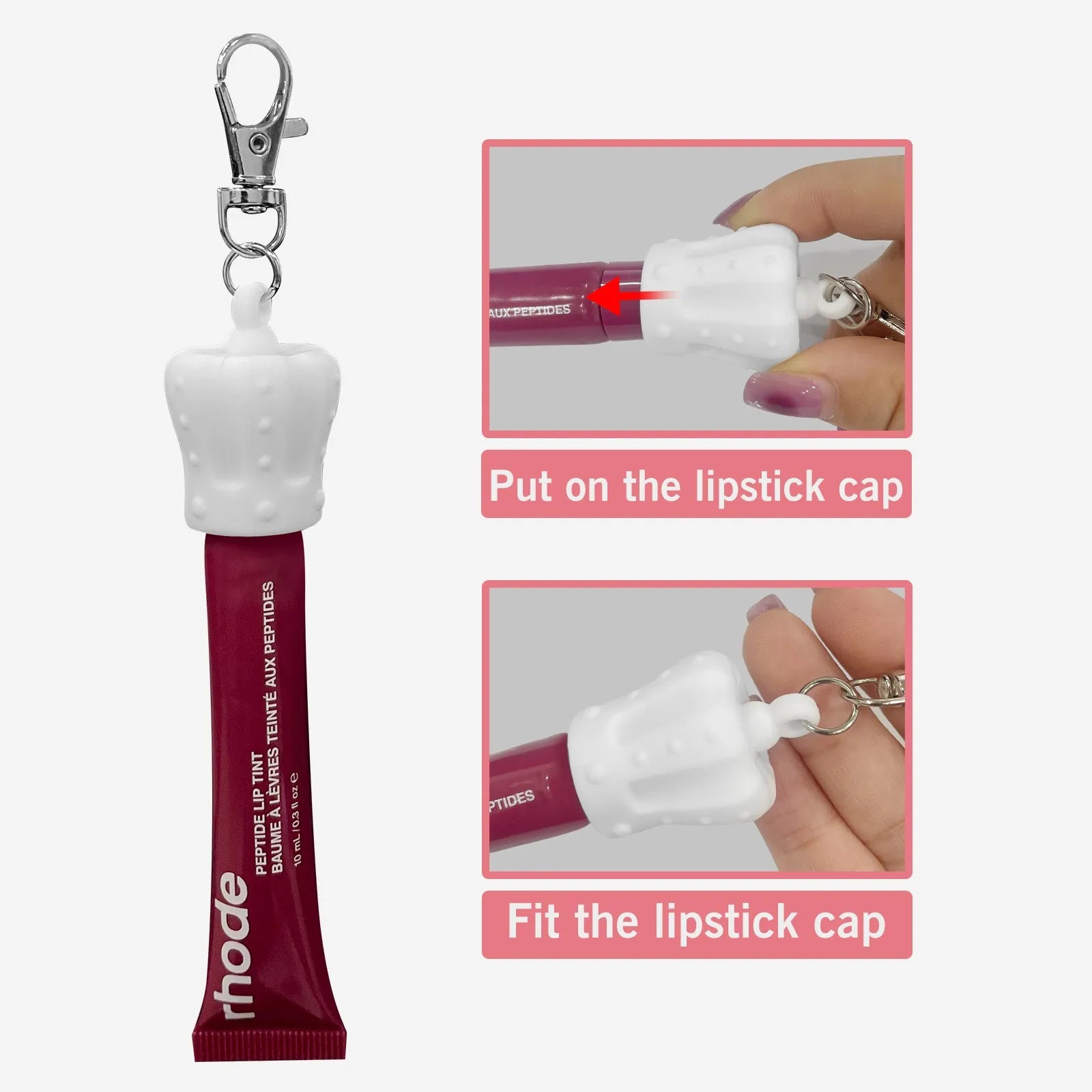 Crown Shape Silicone Lip Balm Keychain Holder Portable Silicone Lip Balm Keychain Ladies Bag and Wallet Accessories Keychain Cap