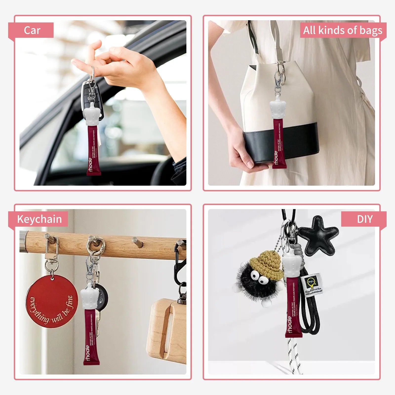 Crown Shape Silicone Lip Balm Keychain Holder Portable Silicone Lip Balm Keychain Ladies Bag and Wallet Accessories Keychain Cap