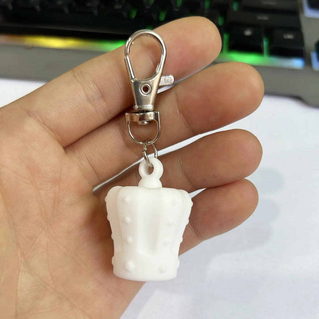 Crown Shape Silicone Lip Balm Keychain Holder Portable Silicone Lip Balm Keychain Ladies Bag and Wallet Accessories Keychain Cap