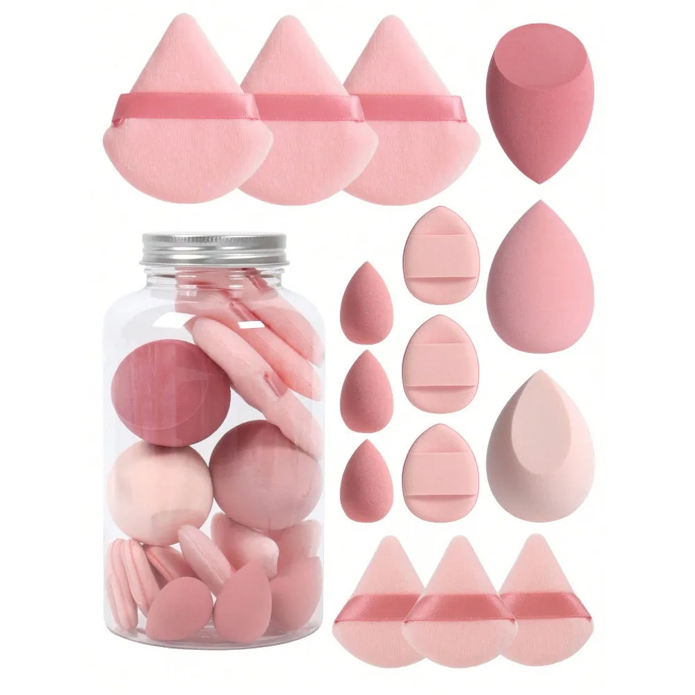 15-Piece Makeup Sponge Set with Storage Jar