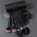17 Makeup Brush Set 12 Makeup Brushes w/ Makeup Egg Triangle Powder Puff & Storage