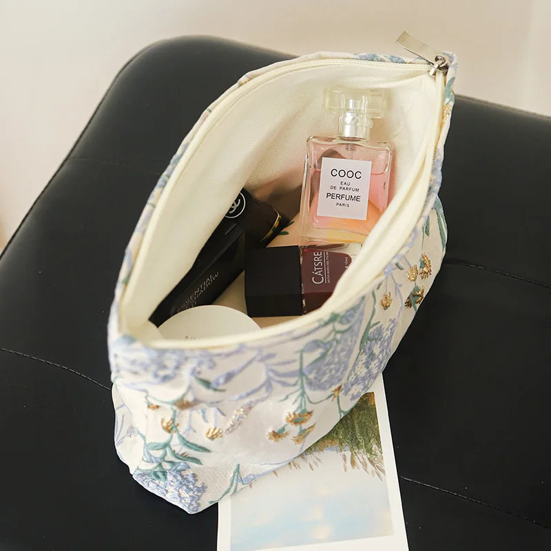 Makeup Bag, Blue Bouquet