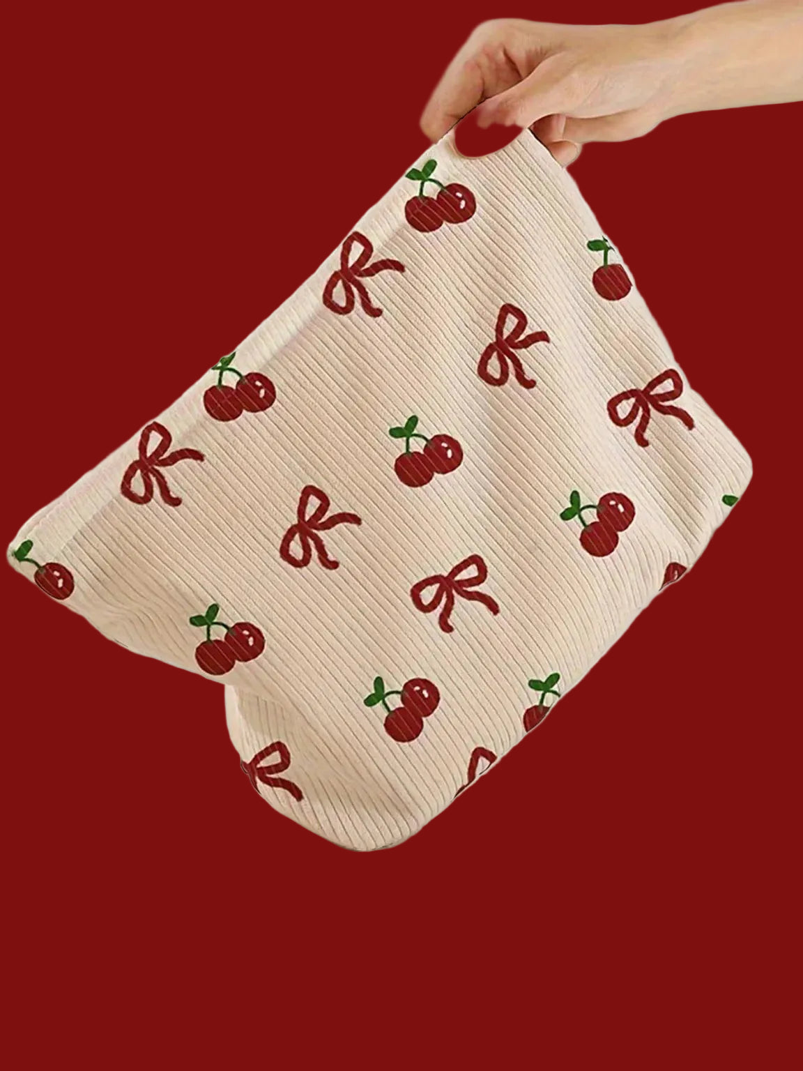 Pink Bow Corduroy Makeup Bag