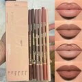 2-in-1 Lip Liner & Brush Set — Waterproof, Long-Lasting, 6 Pcs