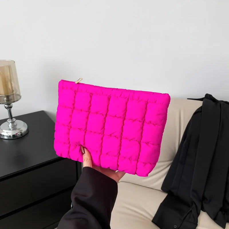 Wholesale Women Cosmetic Quilted Bag Square Makeup Storage Clutch Bags Simple Girl Lipstick Toiletry Organizer Small Handbag