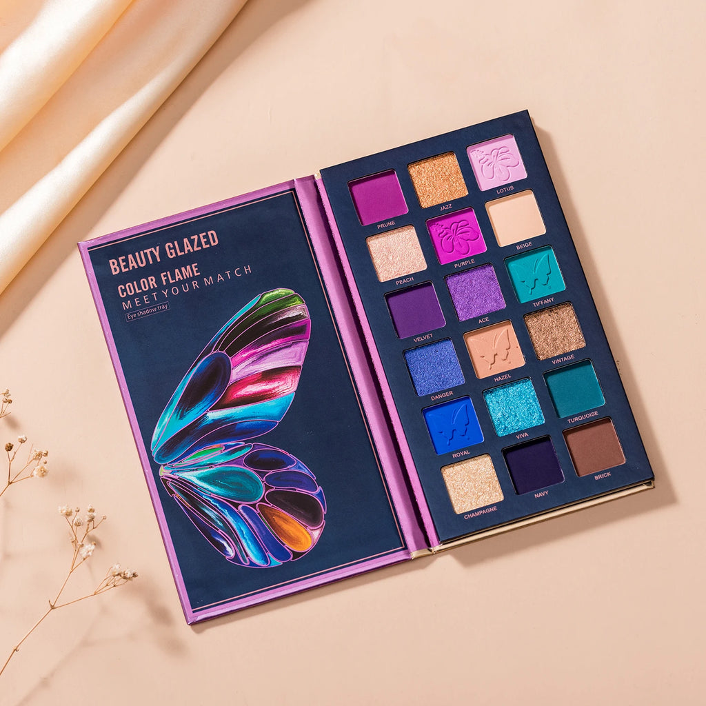 Butterfly 18-Color Eyeshadow Palette – Matte, Shimmer & Metallic