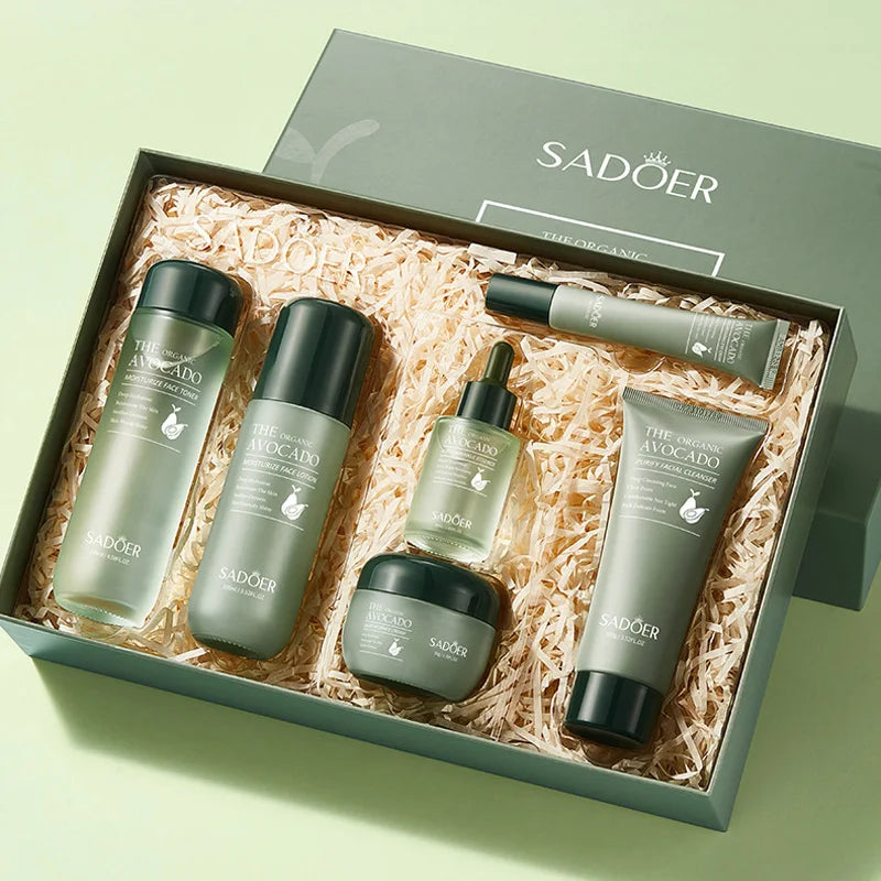 Avocado Skincare Set — Eye Cream, Face & Anti-Wrinkle, 6 Pcs