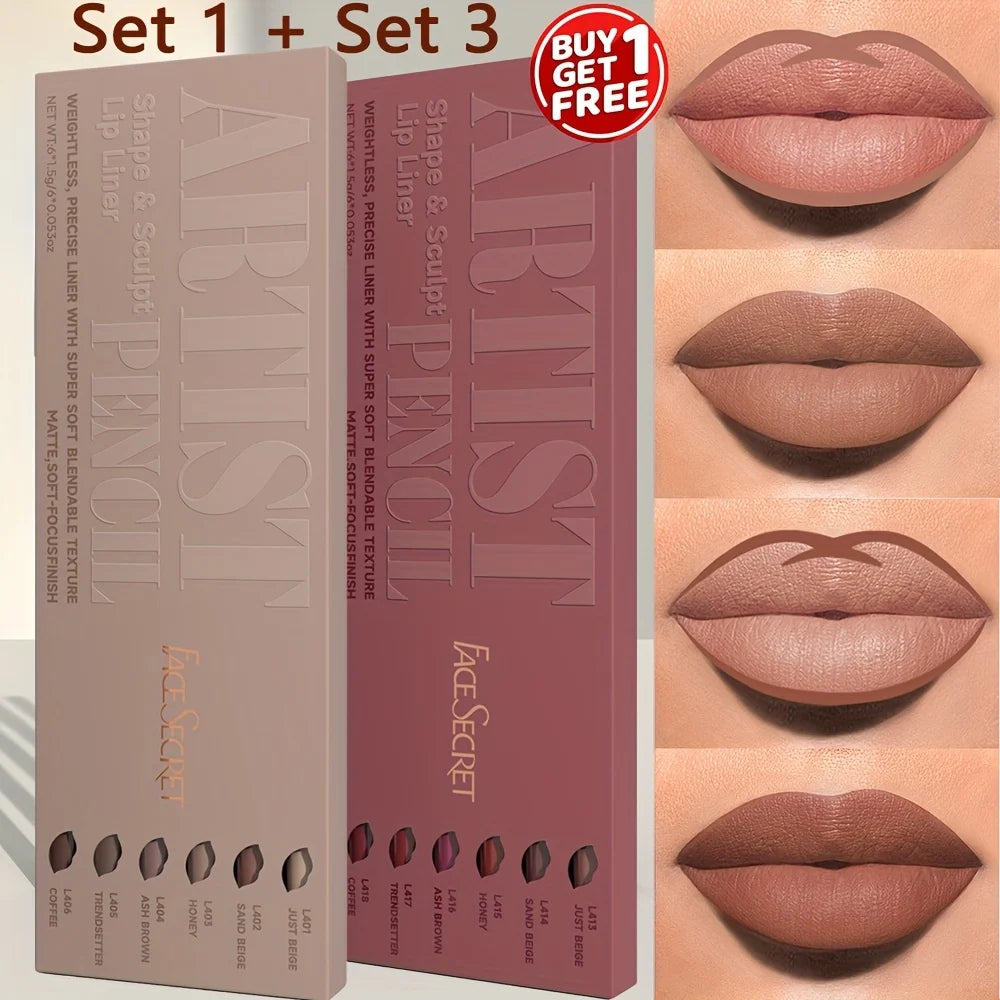 Nude Matte Lip Liner Set — Waterproof & Long-Lasting, 12 Pcs