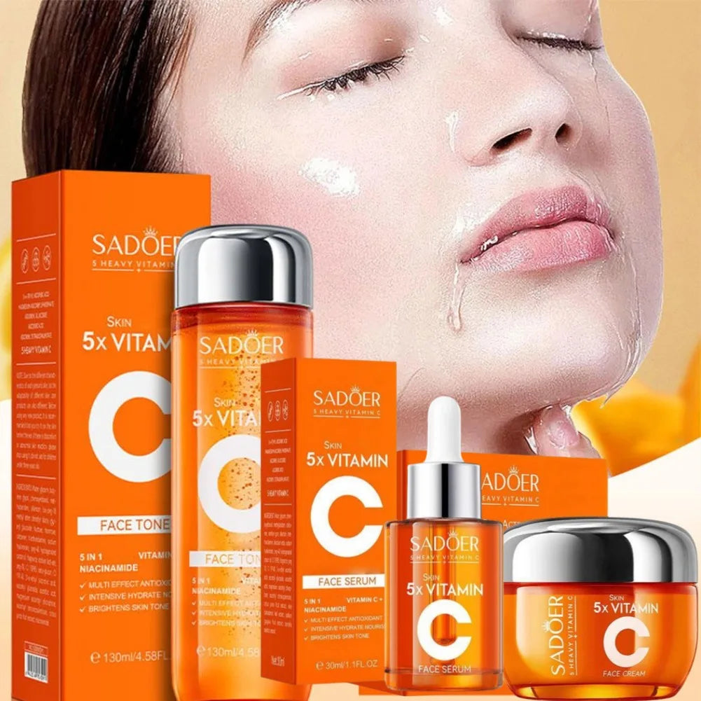 Vitamin C Firming & Brightening Skincare Set | Serum, Toner & Cream Trio