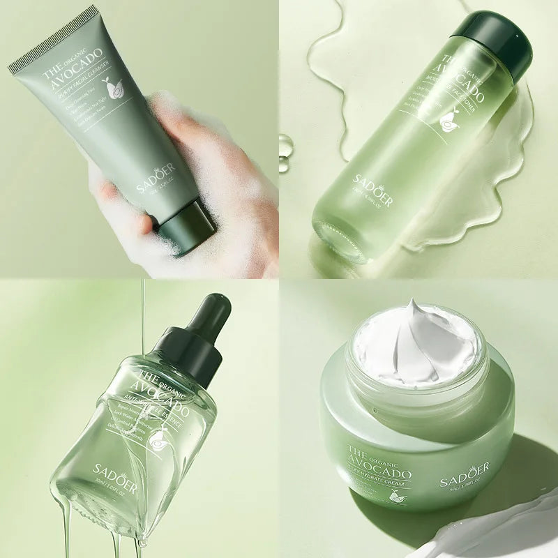 Avocado Skincare Set — Eye Cream, Face & Anti-Wrinkle, 6 Pcs