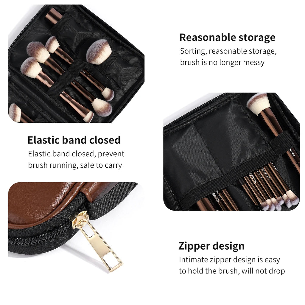 MAANGE 20pcs Pro Makeup Brushes + Storage Bag Dual End Foundation Powder Blush Eyeshadow Brush Beauty Blending Organizer Tool