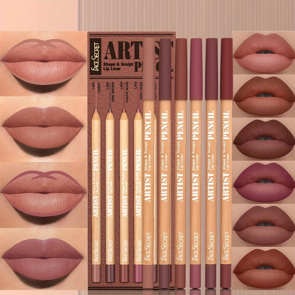 Nude Matte Lip Liner Set – 6 Pieces