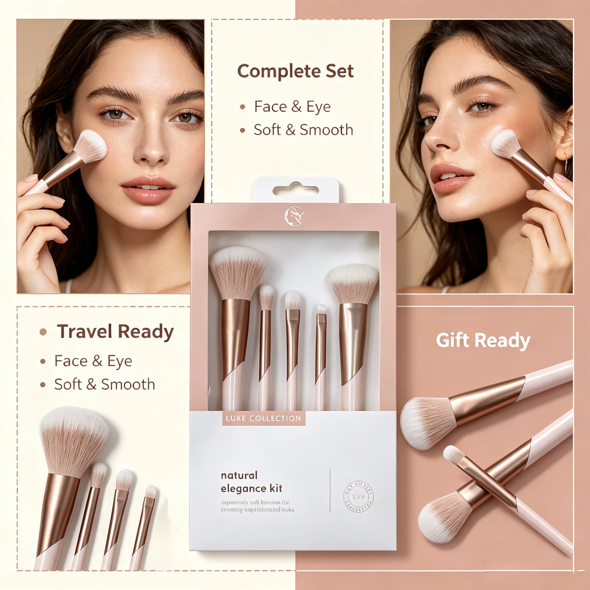 Compact 5-Piece Makeup Brush Set