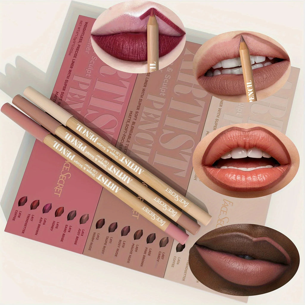 Nude Matte Lip Liner Set — Waterproof & Long-Lasting, 12 Pcs