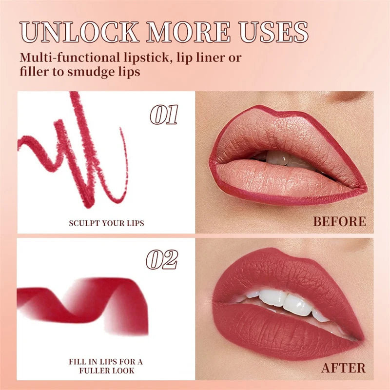 Tapered Lip Liner Pencil Set Matte Velvety Lipliner