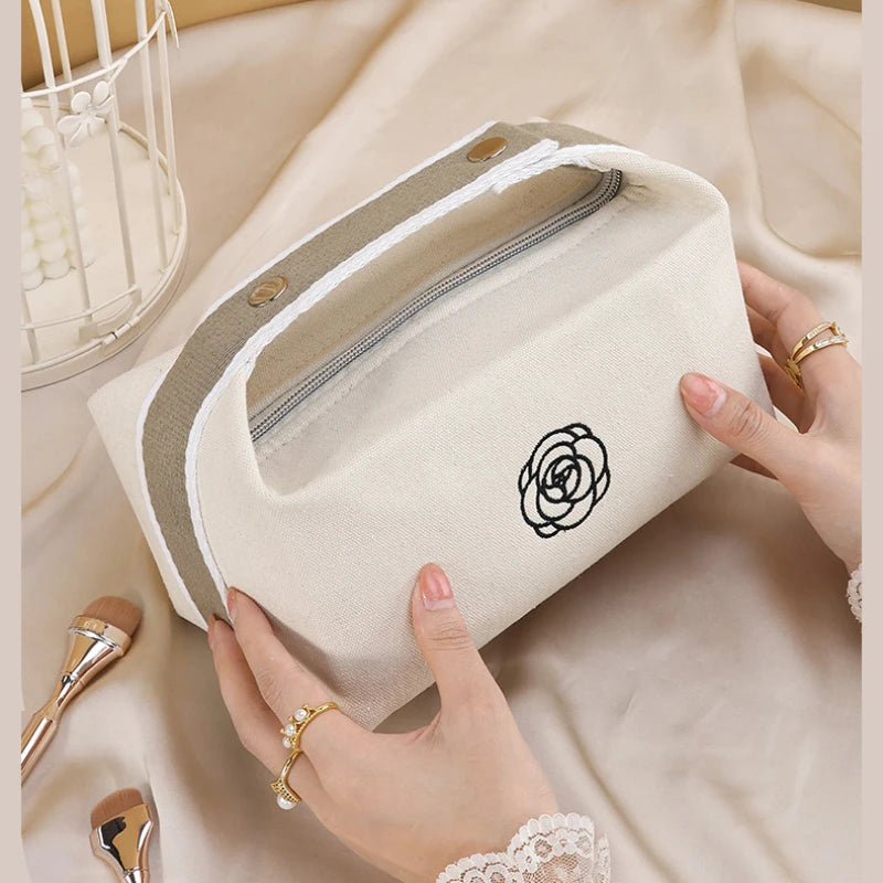 Waterproof Camellia Canvas Makeup Bag