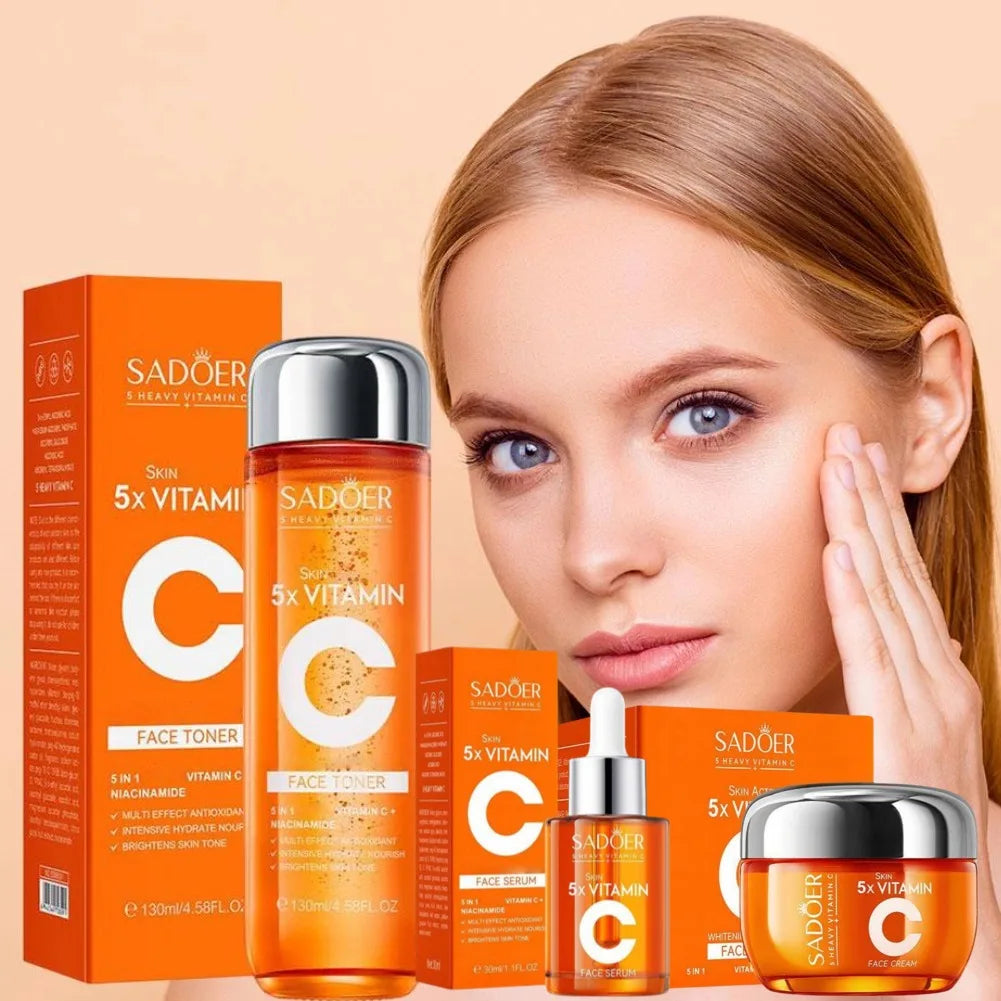 Vitamin C Firming & Brightening Skincare Set | Serum, Toner & Cream Trio
