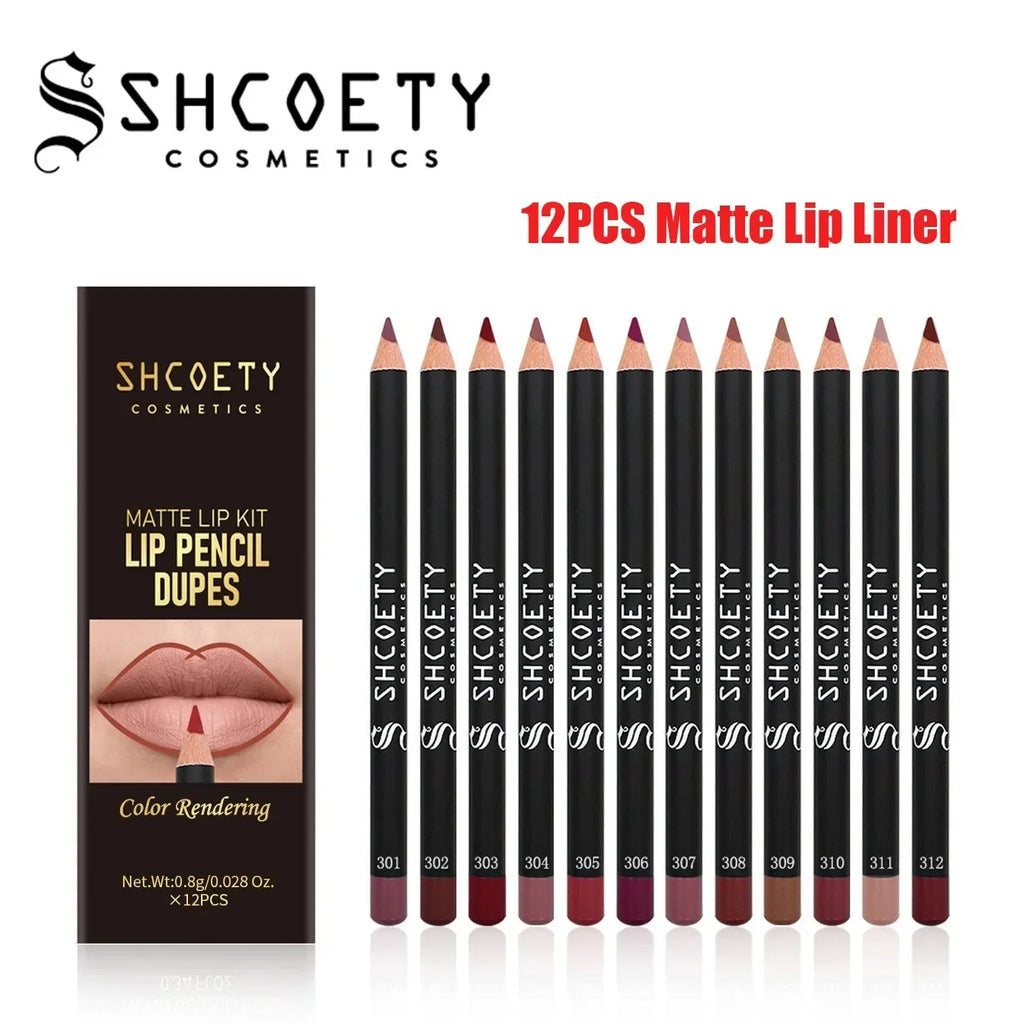 Nude Lip Liner Set — Waterproof & Long-Lasting, 12 Pcs