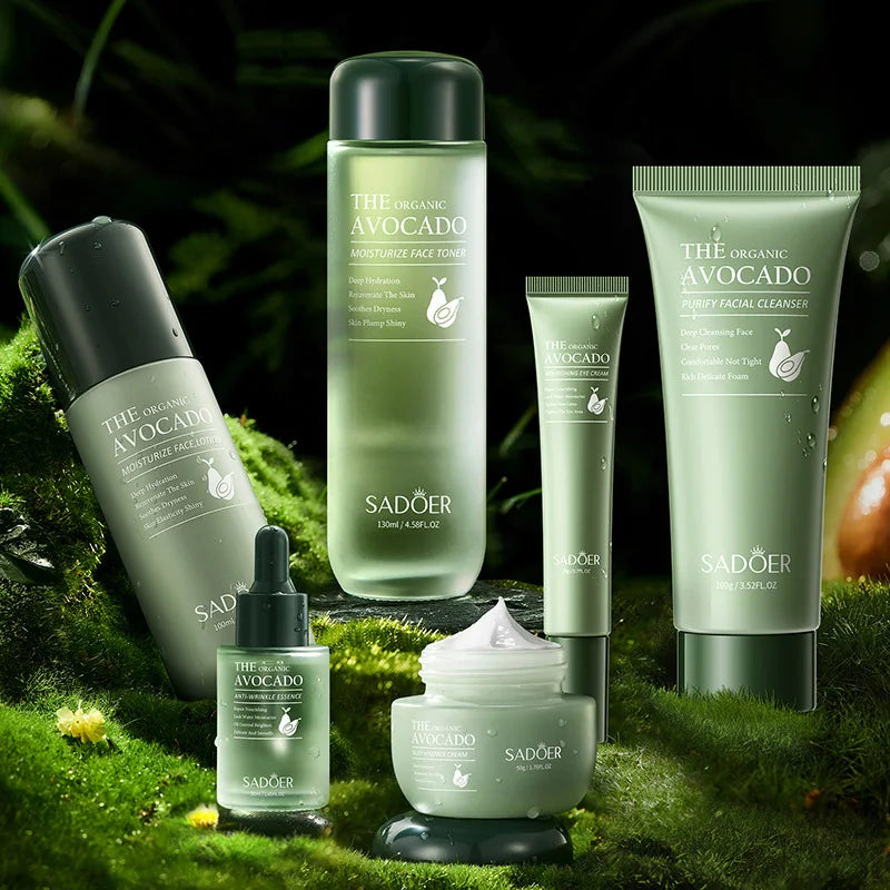 Avocado Skincare Set — Eye Cream, Face & Anti-Wrinkle, 6 Pcs