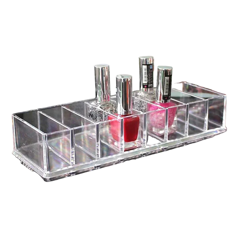 8-Slot Nail Polish Holder Transparent Acrylic Grid Box Makeup Display Stand for Cosmetics Storage Organizer