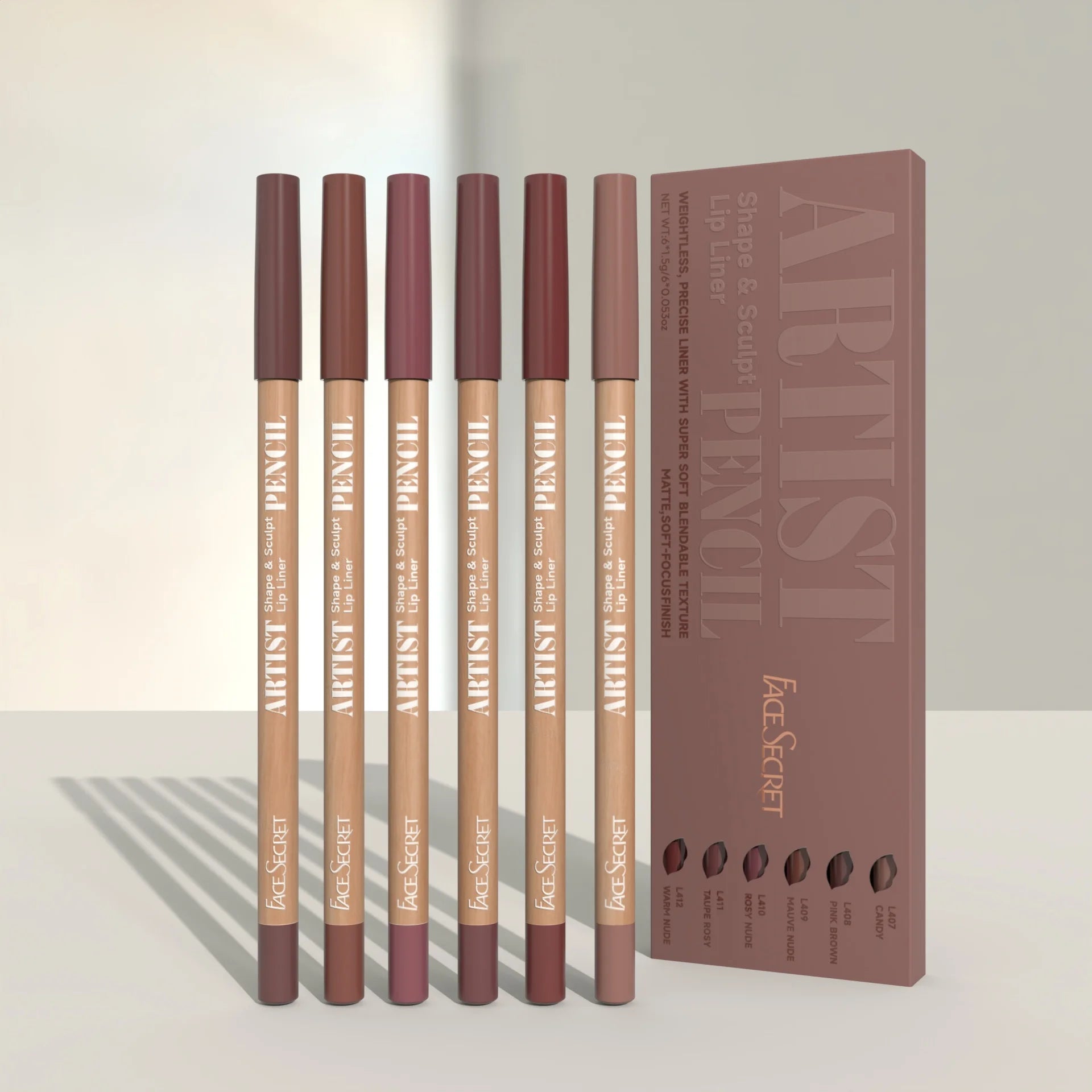 High Pigmented Matte Lip Liners, Soft Pencils Longwear Smooth