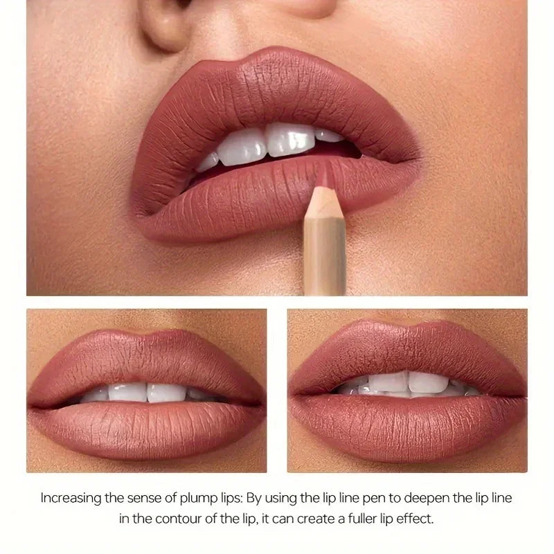 Nude Matte Lip Liner Set — Waterproof & Long-Lasting, 12 Pcs