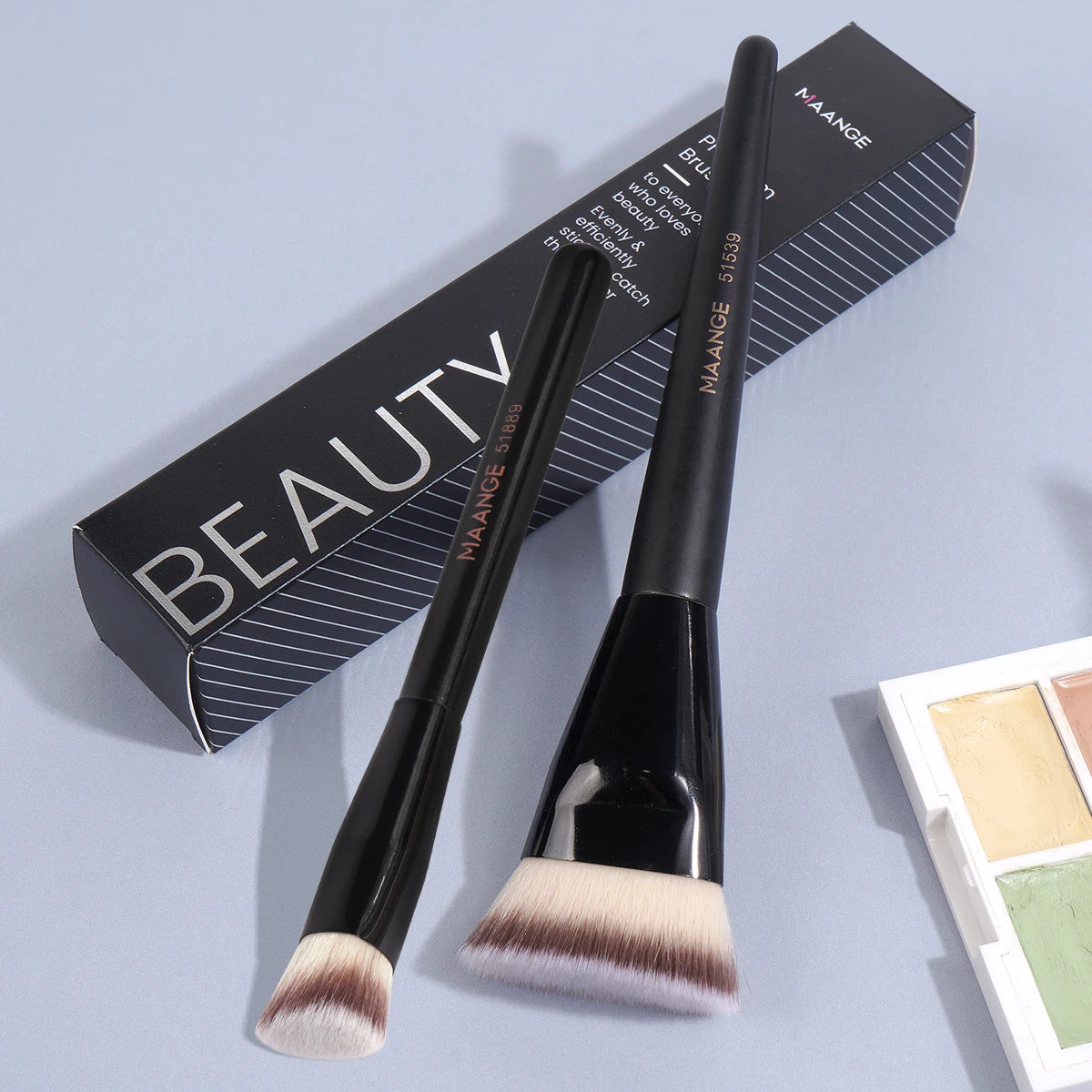 Flawless Makeup 2pcs Brush Set Flat/Angle Foundation Contour Brush Under Eyes