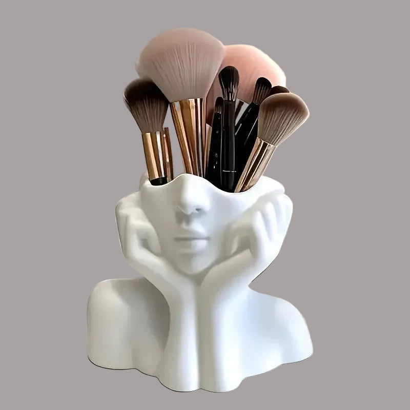 Fac e-Shaped Makeup Brush & Beauty Storage Box