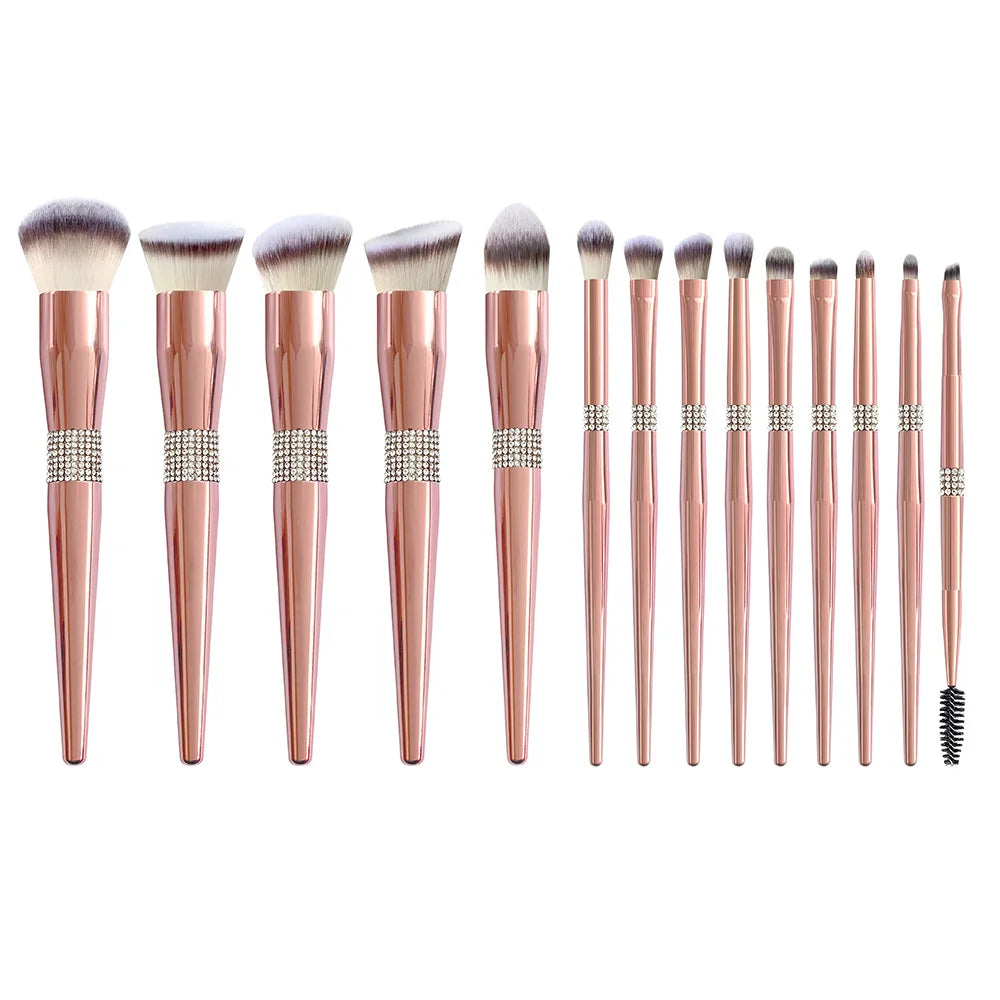 14pieces Rose Gold Diamond Crystal Makeup Brushe Set