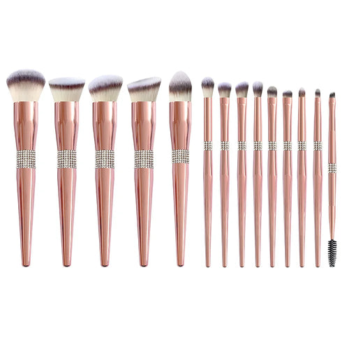 14pieces Rose Gold Diamond Crystal Makeup Brushe Set