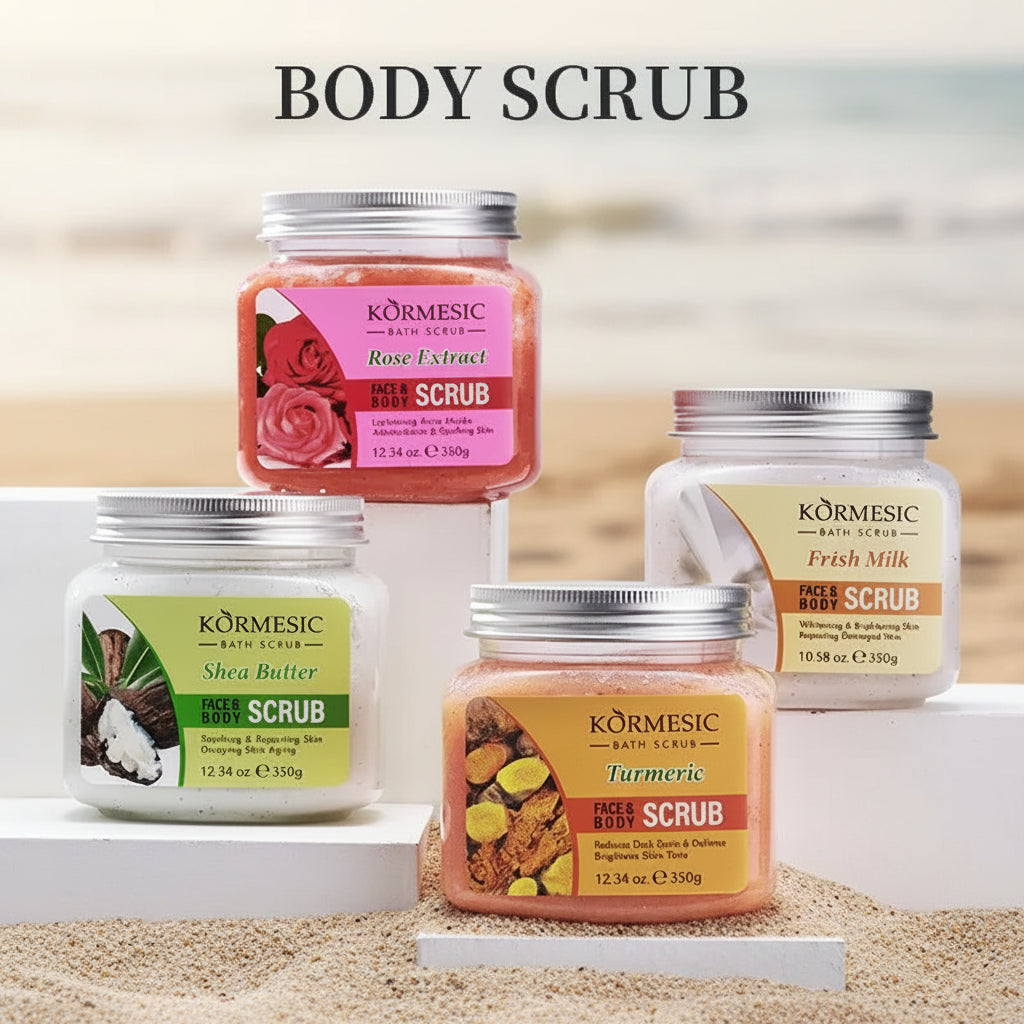 KORMESIC Turmeric Body Scrub & Rose Facial Exfoliant