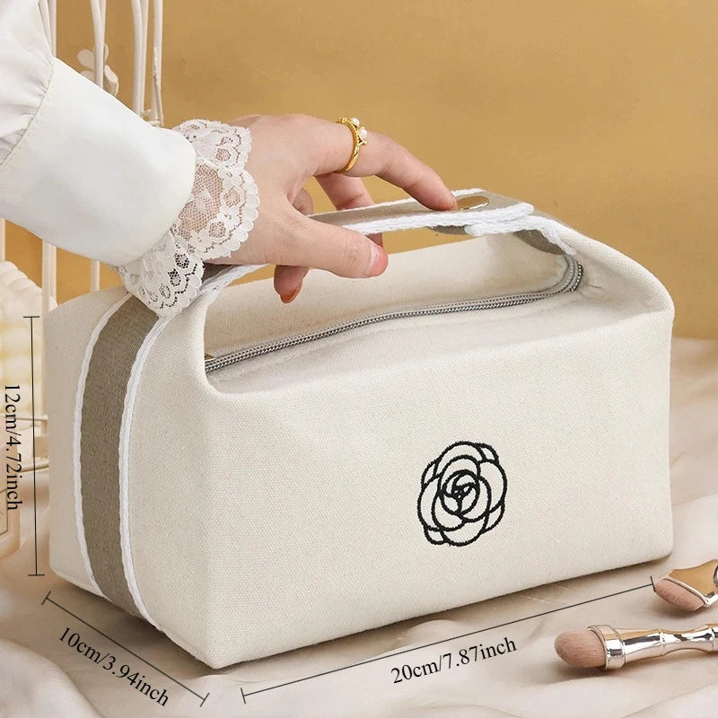 Waterproof Camellia Canvas Makeup Bag