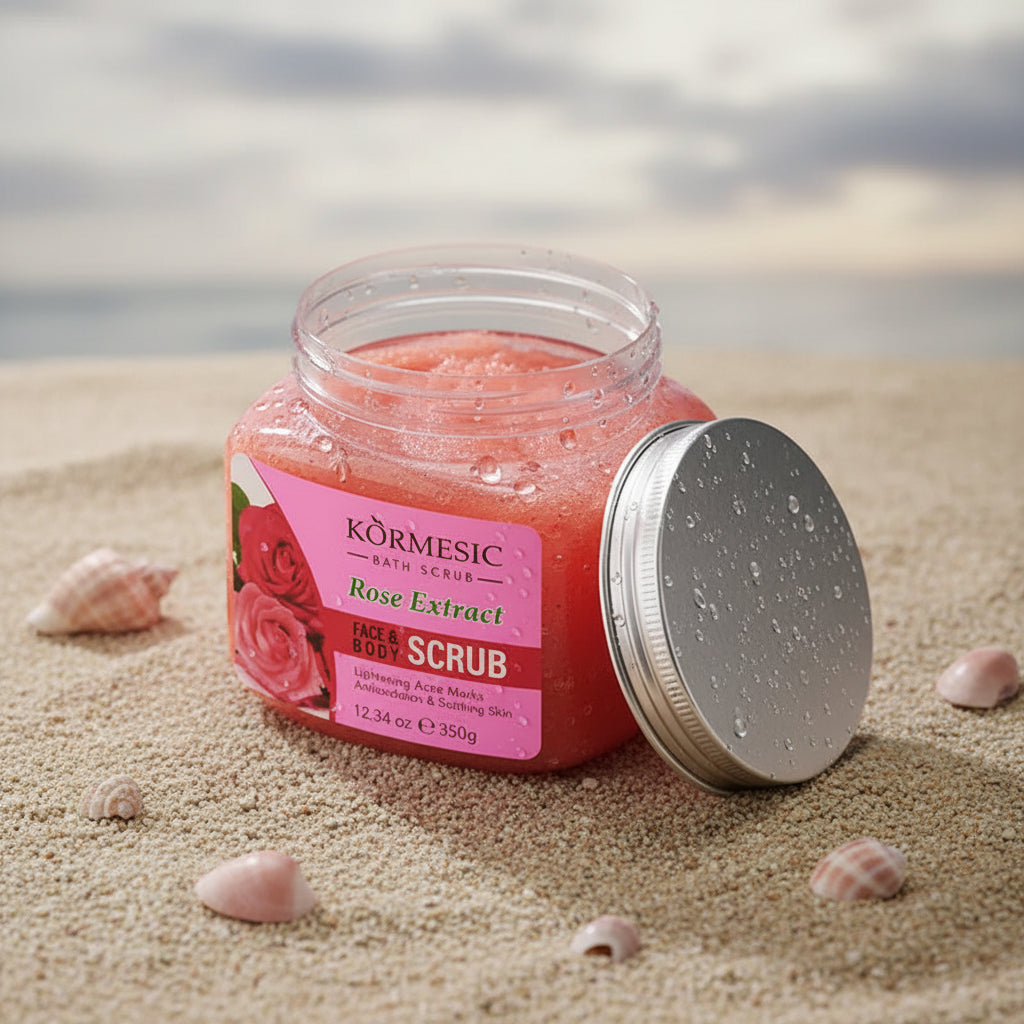 KORMESIC Turmeric Body Scrub & Rose Facial Exfoliant