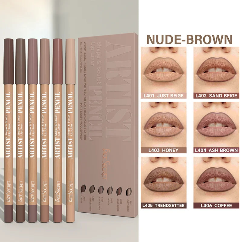 High Pigmented Matte Lip Liners, Soft Pencils Longwear Smooth